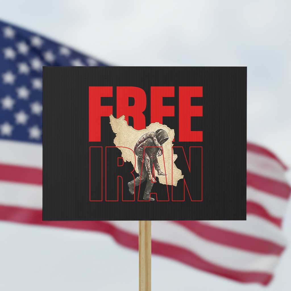 Free Iran Protest Sign Iranian Freedom Memorial Hamid Mahdavi Tribute