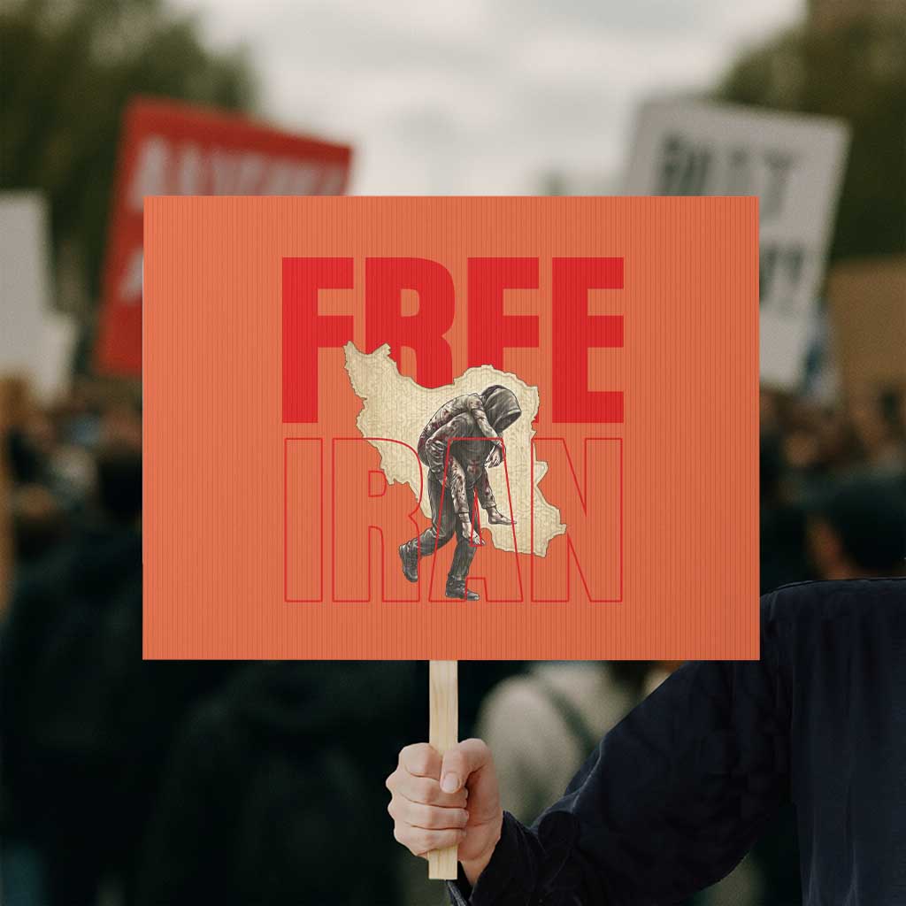 Free Iran Protest Sign Iranian Freedom Memorial Hamid Mahdavi Tribute
