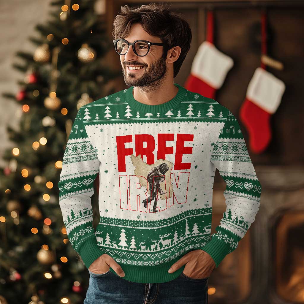 Free Iran Ugly Christmas Sweater Iranian Freedom Memorial Hamid Mahdavi Tribute