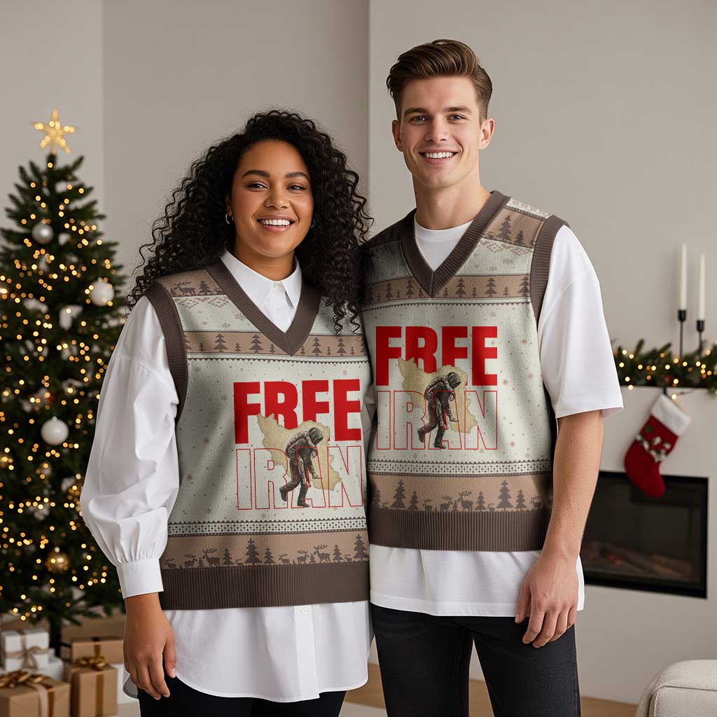 Free Iran V-Neck Knit Sweater Vest Iranian Freedom Memorial Hamid Mahdavi Tribute