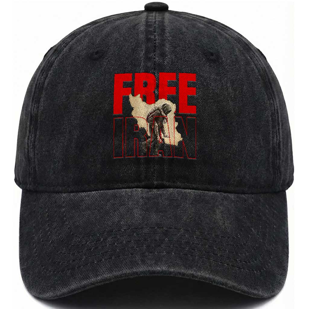 Free Iran Washed Cotton Baseball Cap Iranian Freedom Memorial Hamid Mahdavi Tribute
