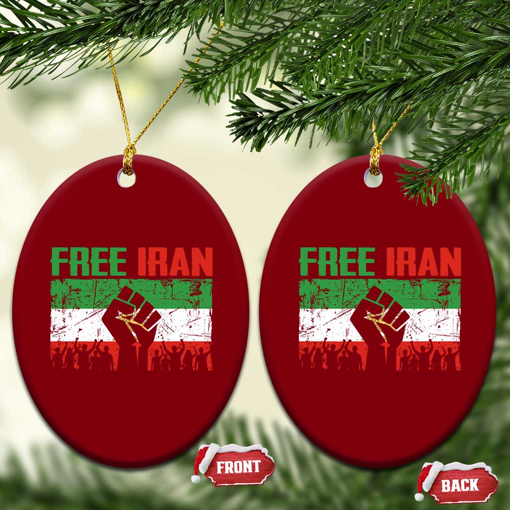 Free Iran Flag Ceramic Ornament Support Iranian Freedom No War