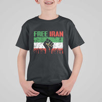 Free Iran Flag T Shirt For Kid Support Iranian Freedom No War
