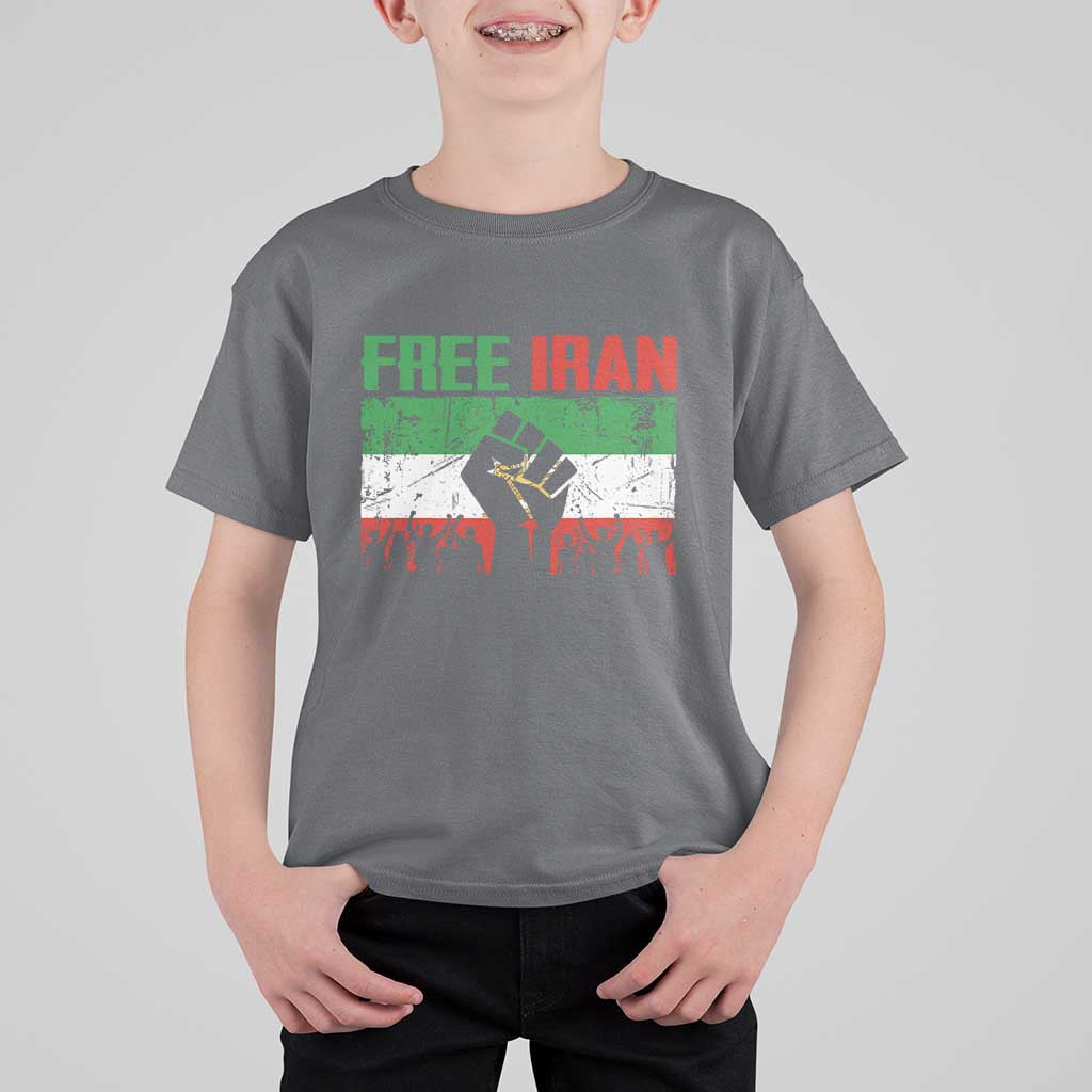Free Iran Flag T Shirt For Kid Support Iranian Freedom No War