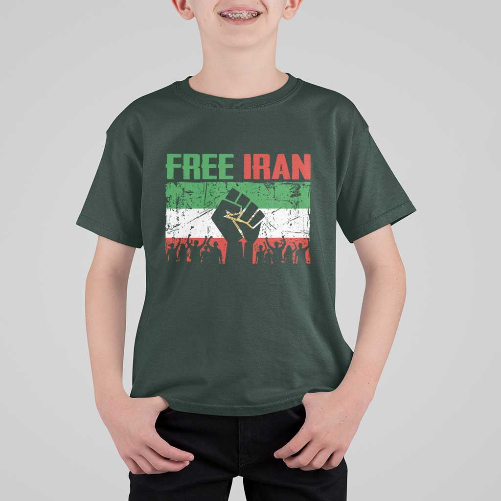 Free Iran Flag T Shirt For Kid Support Iranian Freedom No War