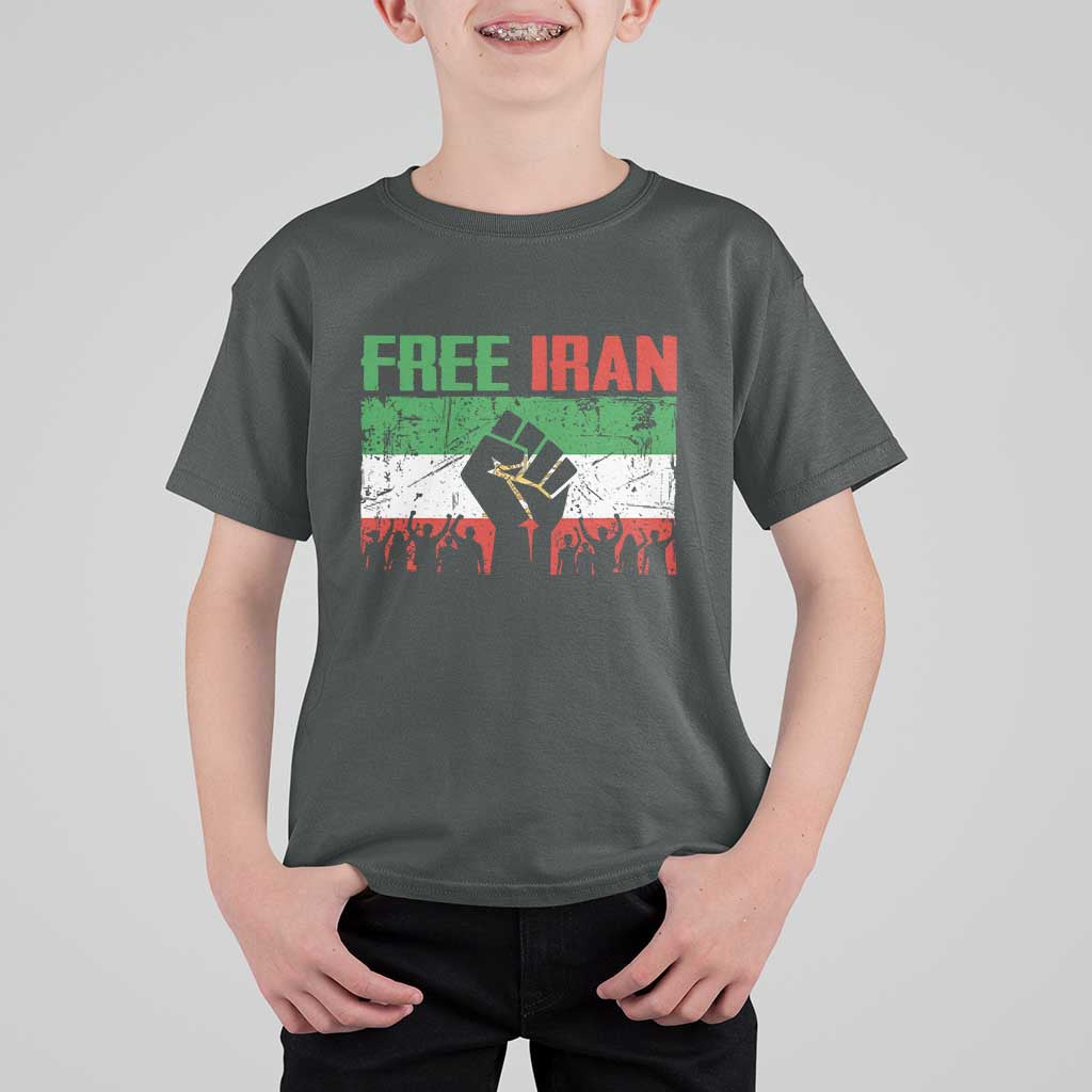 Free Iran Flag T Shirt For Kid Support Iranian Freedom No War