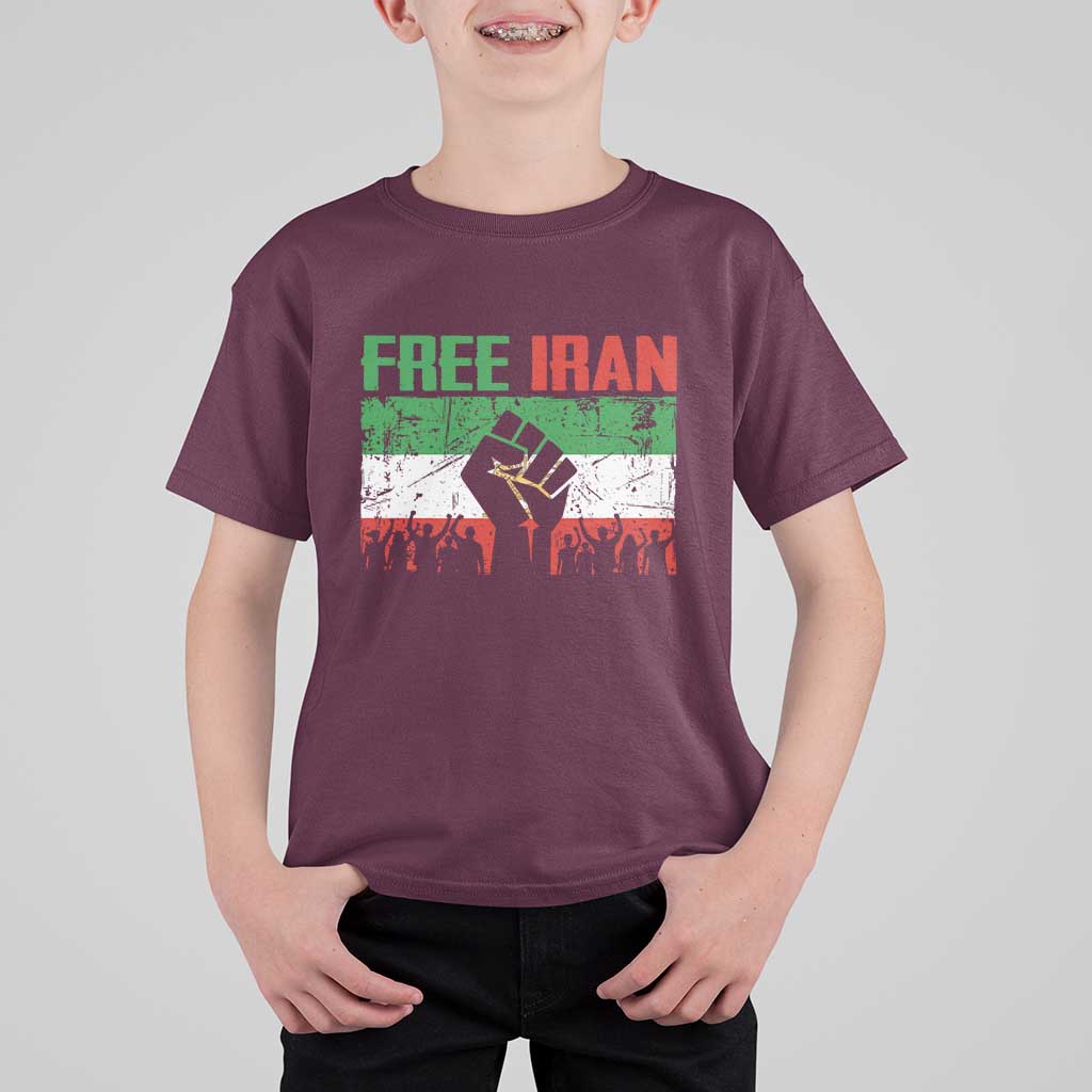 Free Iran Flag T Shirt For Kid Support Iranian Freedom No War