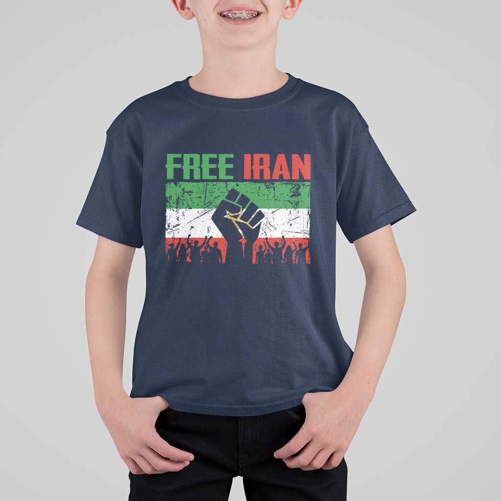Free Iran Flag T Shirt For Kid Support Iranian Freedom No War
