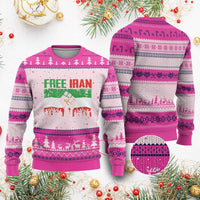 Free Iran Flag Ugly Christmas Sweater Support Iranian Freedom No War