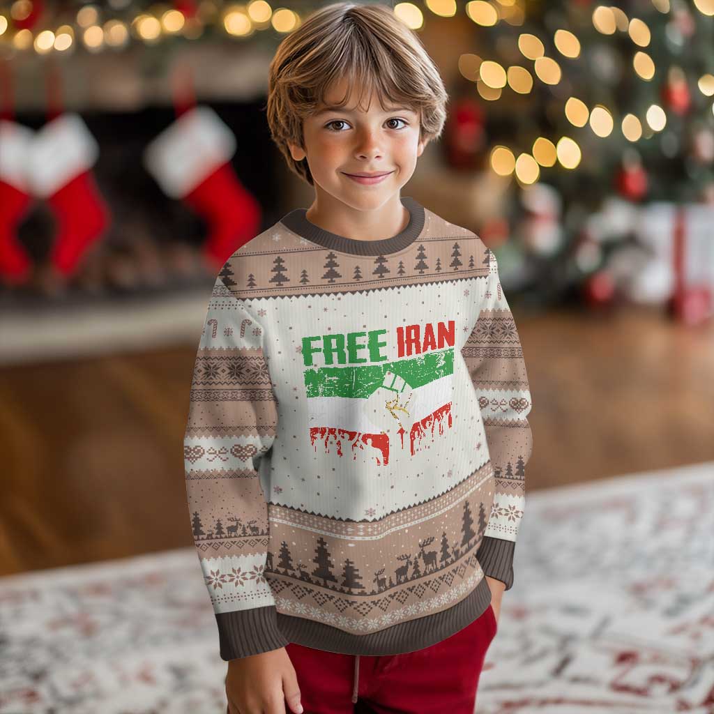 Free Iran Flag Ugly Christmas Sweater Support Iranian Freedom No War