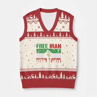 Free Iran Flag V-Neck Knit Sweater Vest Support Iranian Freedom No War