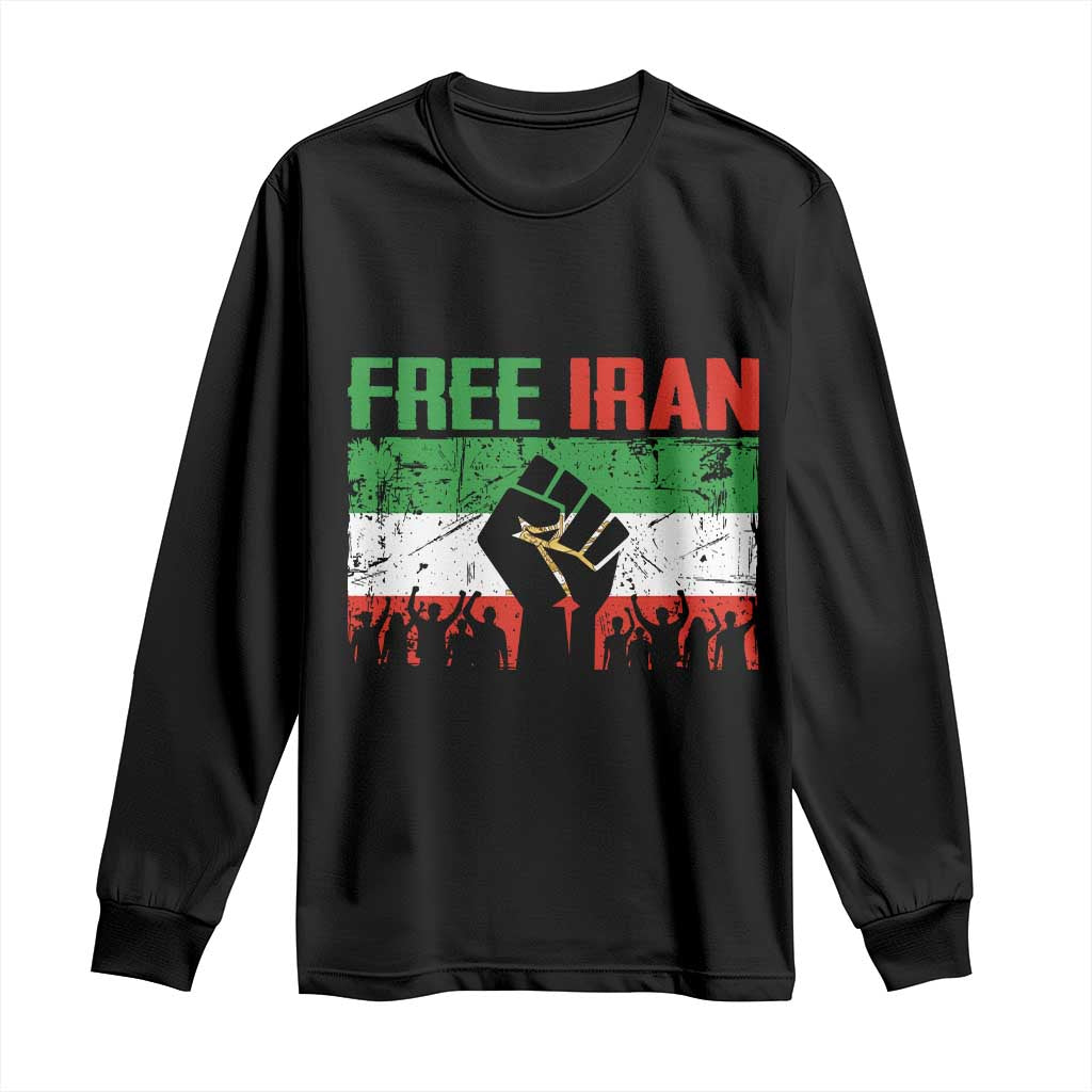 Free Iran Flag Long Sleeve Shirt Support Iranian Freedom No War