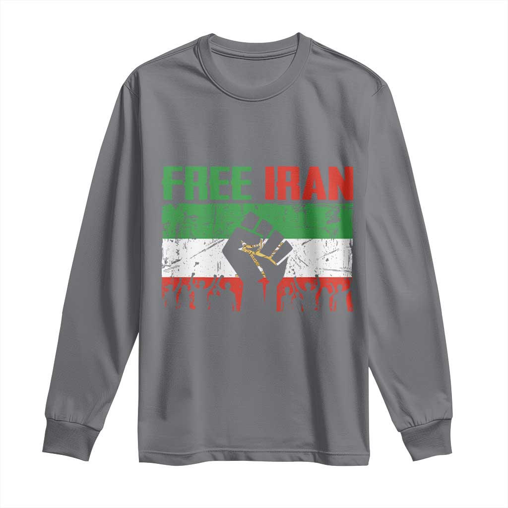 Free Iran Flag Long Sleeve Shirt Support Iranian Freedom No War