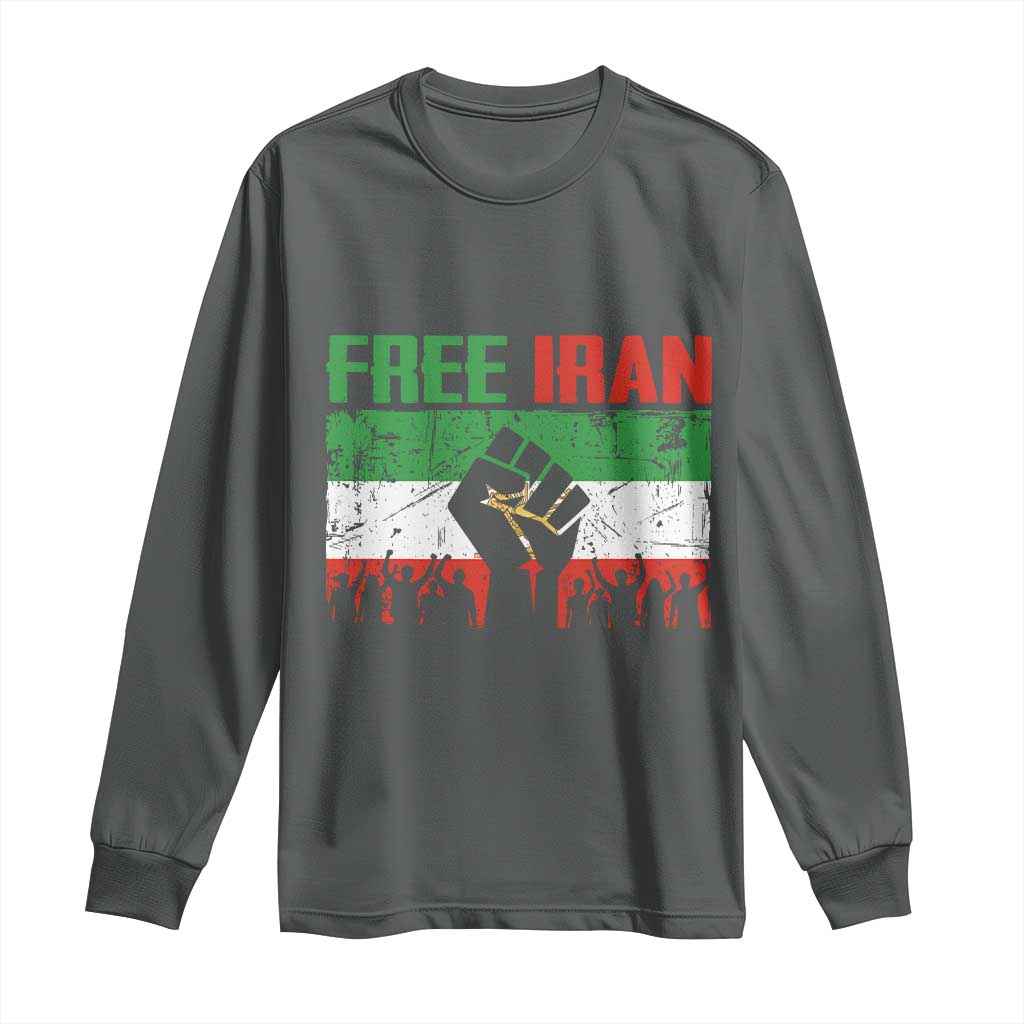 Free Iran Flag Long Sleeve Shirt Support Iranian Freedom No War
