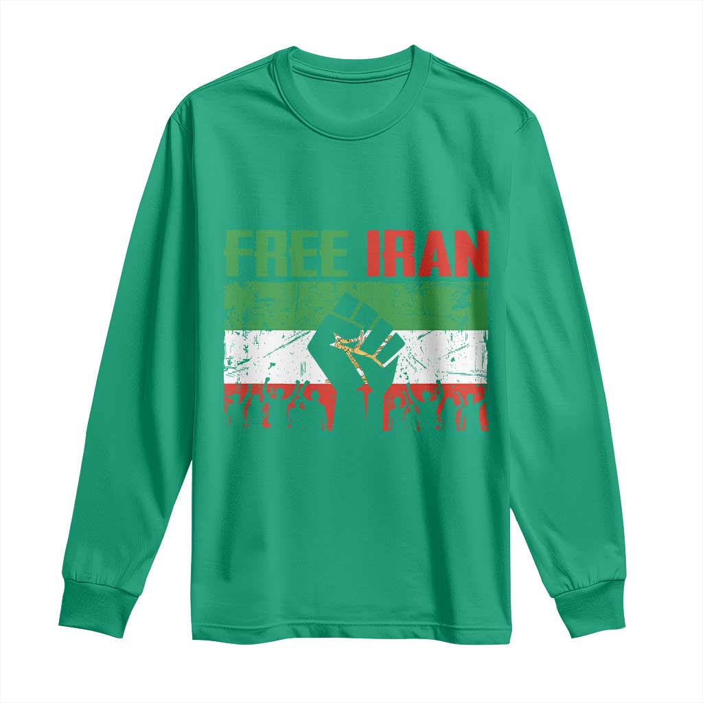 Free Iran Flag Long Sleeve Shirt Support Iranian Freedom No War