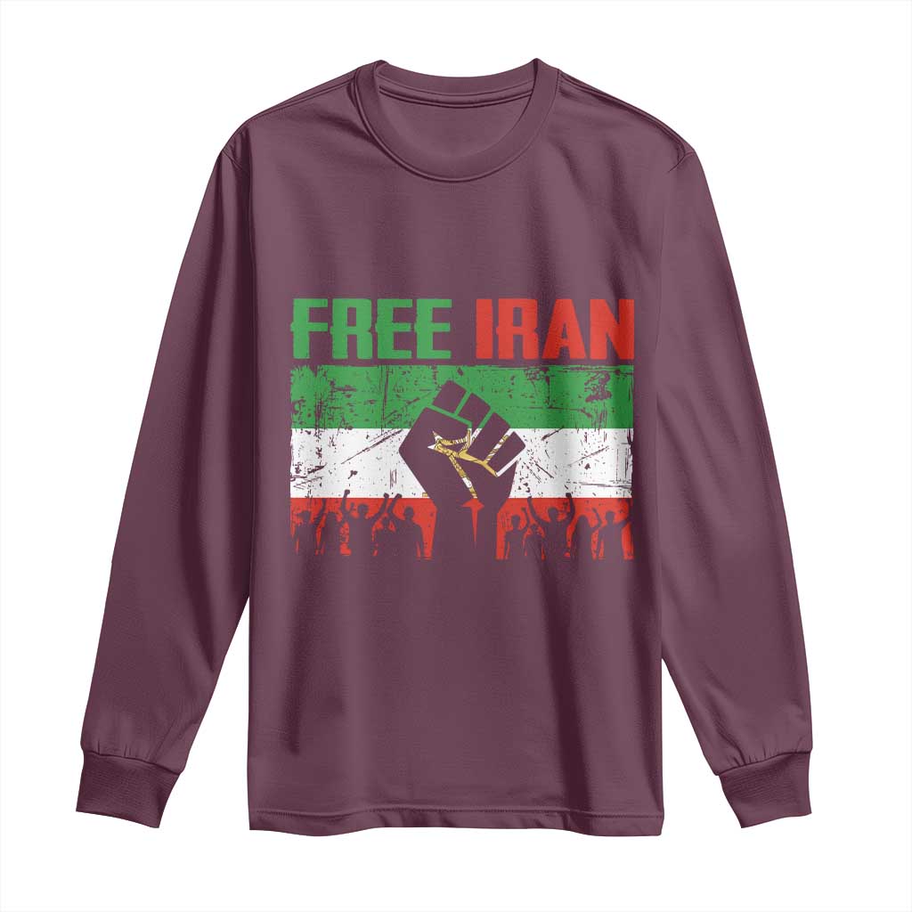 Free Iran Flag Long Sleeve Shirt Support Iranian Freedom No War