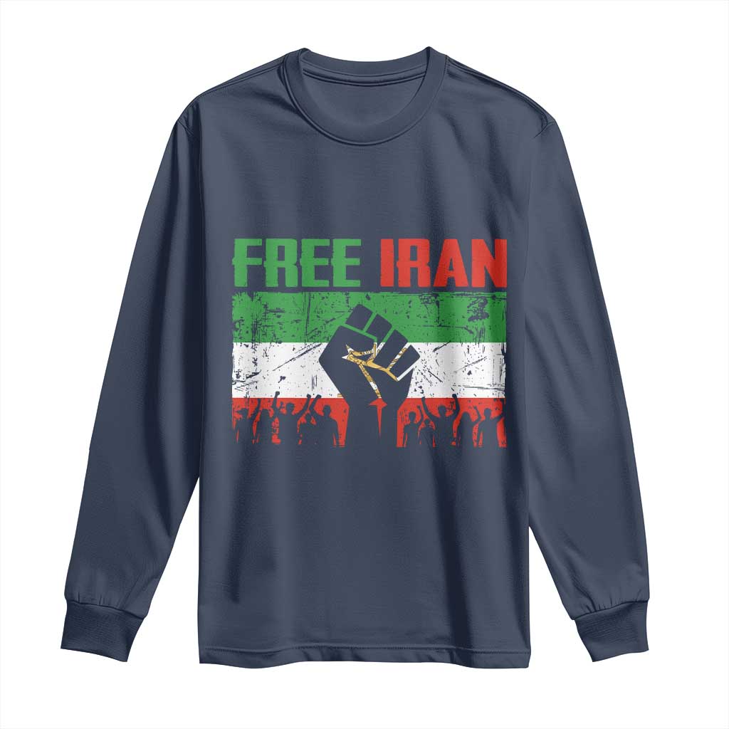 Free Iran Flag Long Sleeve Shirt Support Iranian Freedom No War