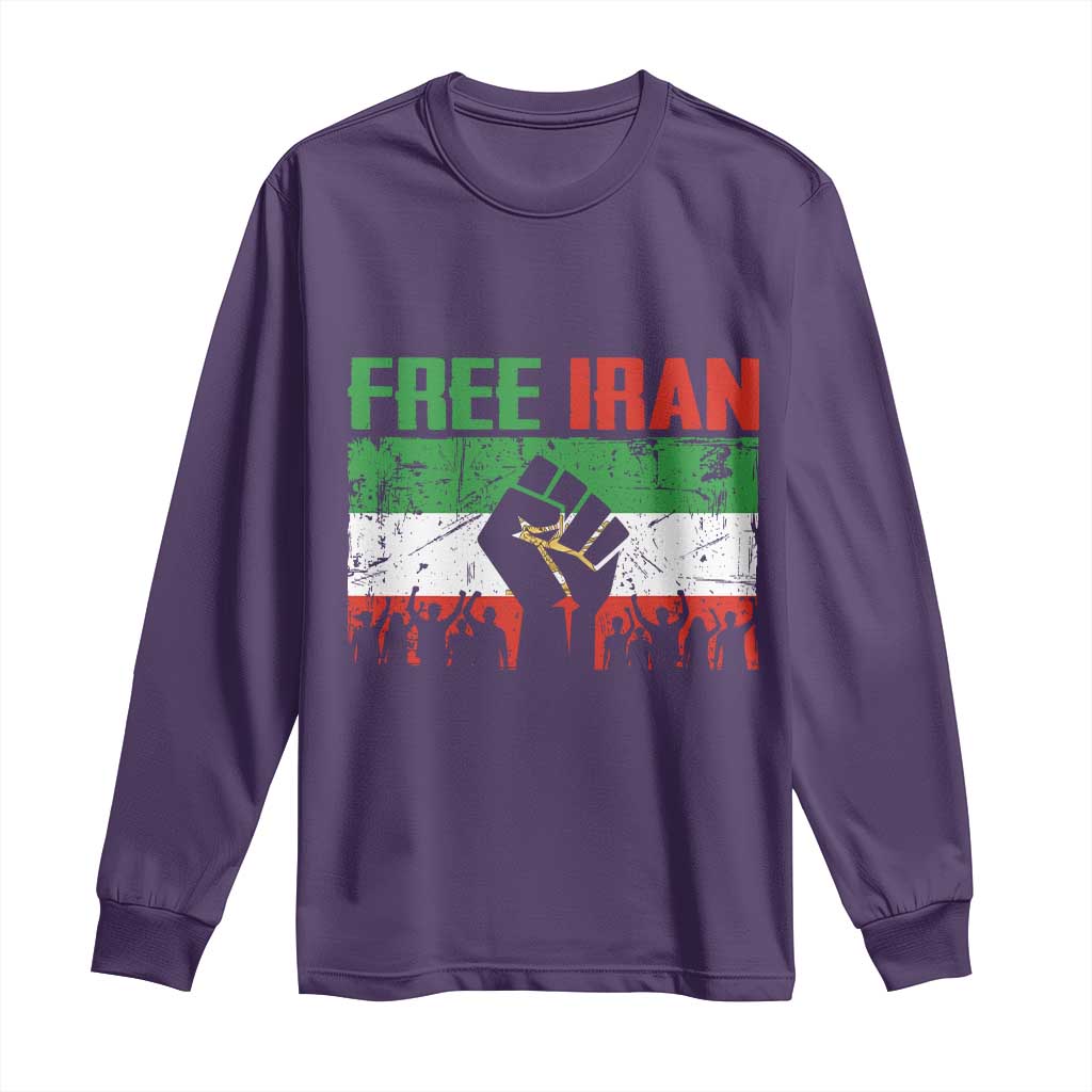 Free Iran Flag Long Sleeve Shirt Support Iranian Freedom No War