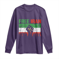 Free Iran Flag Long Sleeve Shirt Support Iranian Freedom No War