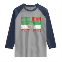Free Iran Flag Raglan Shirt Support Iranian Freedom No War