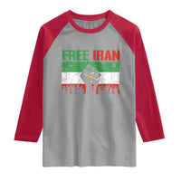 Free Iran Flag Raglan Shirt Support Iranian Freedom No War