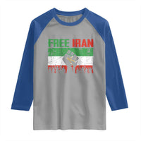 Free Iran Flag Raglan Shirt Support Iranian Freedom No War