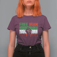 Free Iran Flag T Shirt For Women Support Iranian Freedom No War