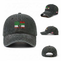 Free Iran Flag Washed Cotton Baseball Cap Support Iranian Freedom No War