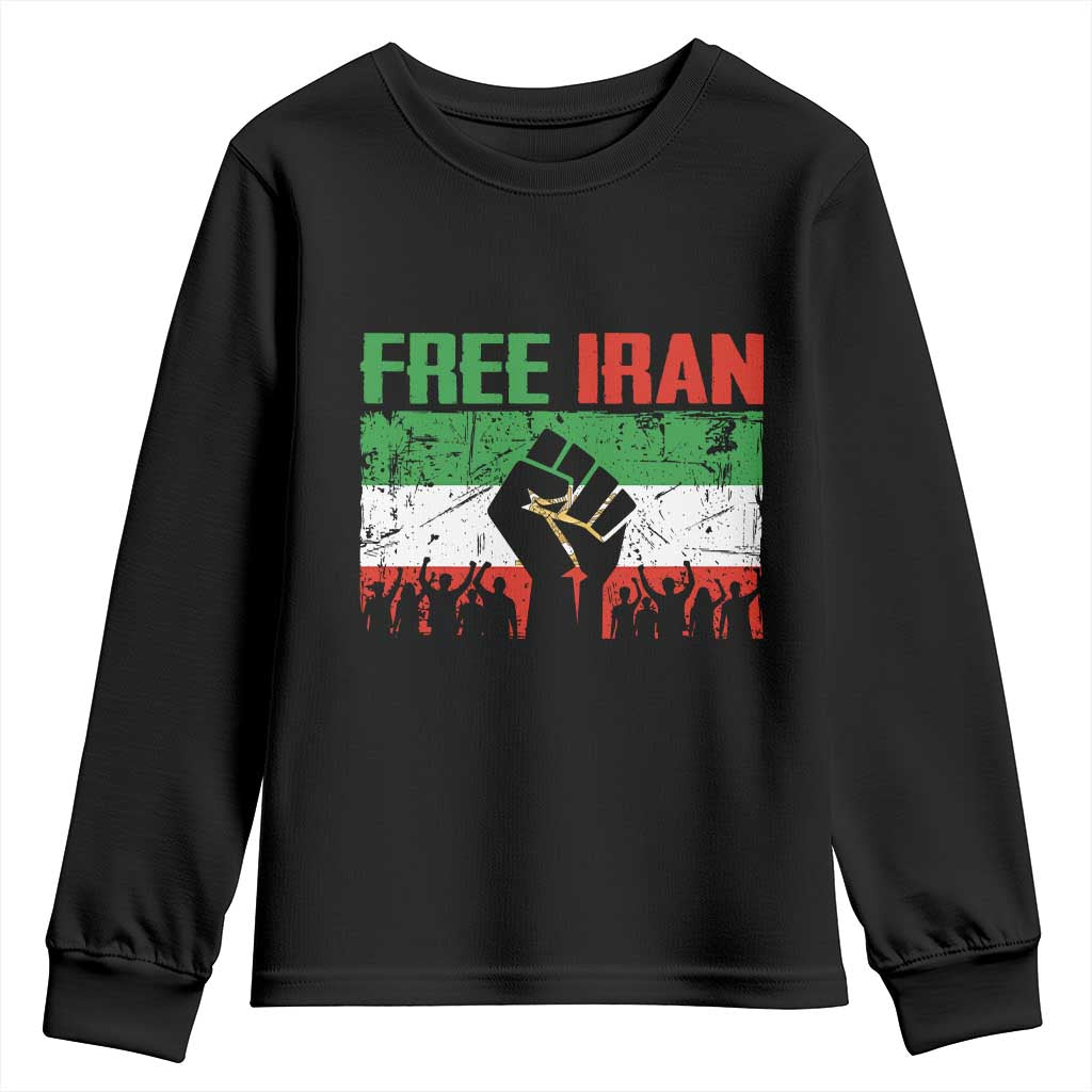 Free Iran Flag Youth Sweatshirt Support Iranian Freedom No War