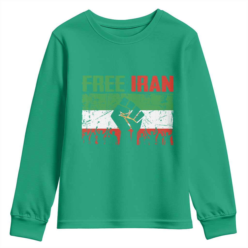 Free Iran Flag Youth Sweatshirt Support Iranian Freedom No War