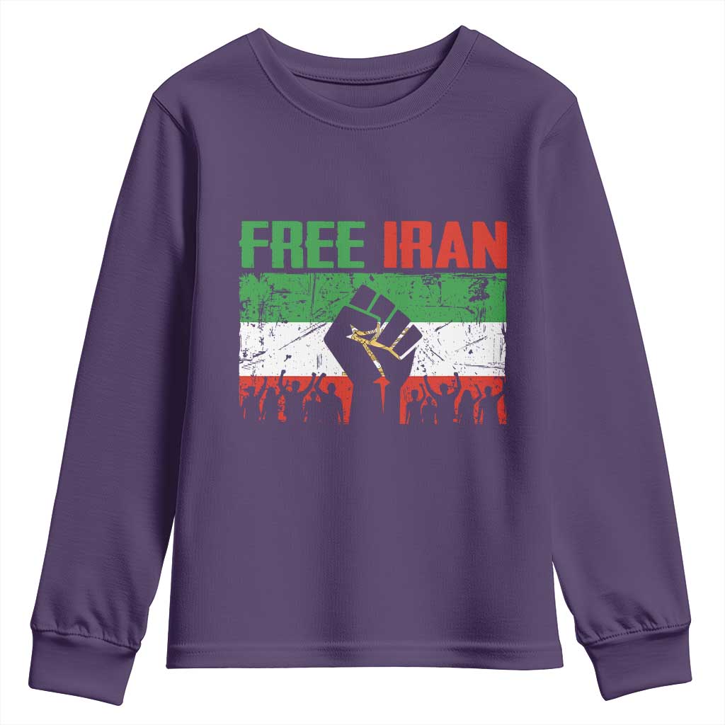 Free Iran Flag Youth Sweatshirt Support Iranian Freedom No War