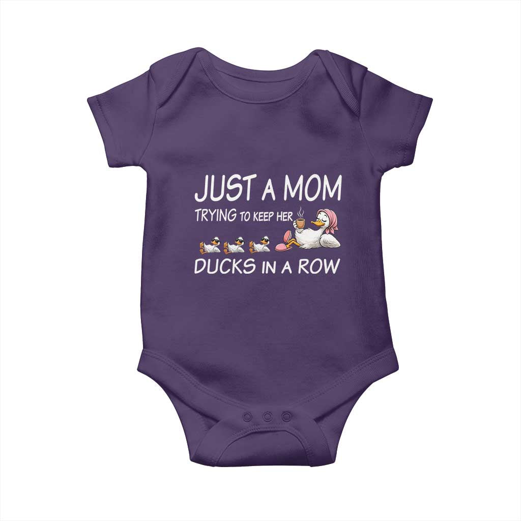 Funny Duck Mom Baby Onesie Just A Mom Trying To Keep Her Ducks In A Row