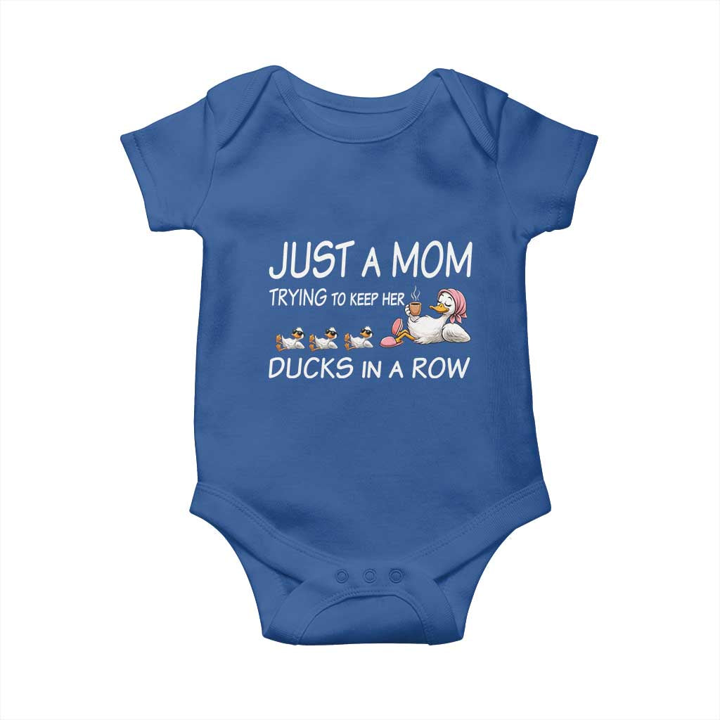 Funny Duck Mom Baby Onesie Just A Mom Trying To Keep Her Ducks In A Row
