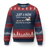 Funny Duck Mom Ugly Christmas Sweater Just A Mom Trying To Keep Her Ducks In A Row