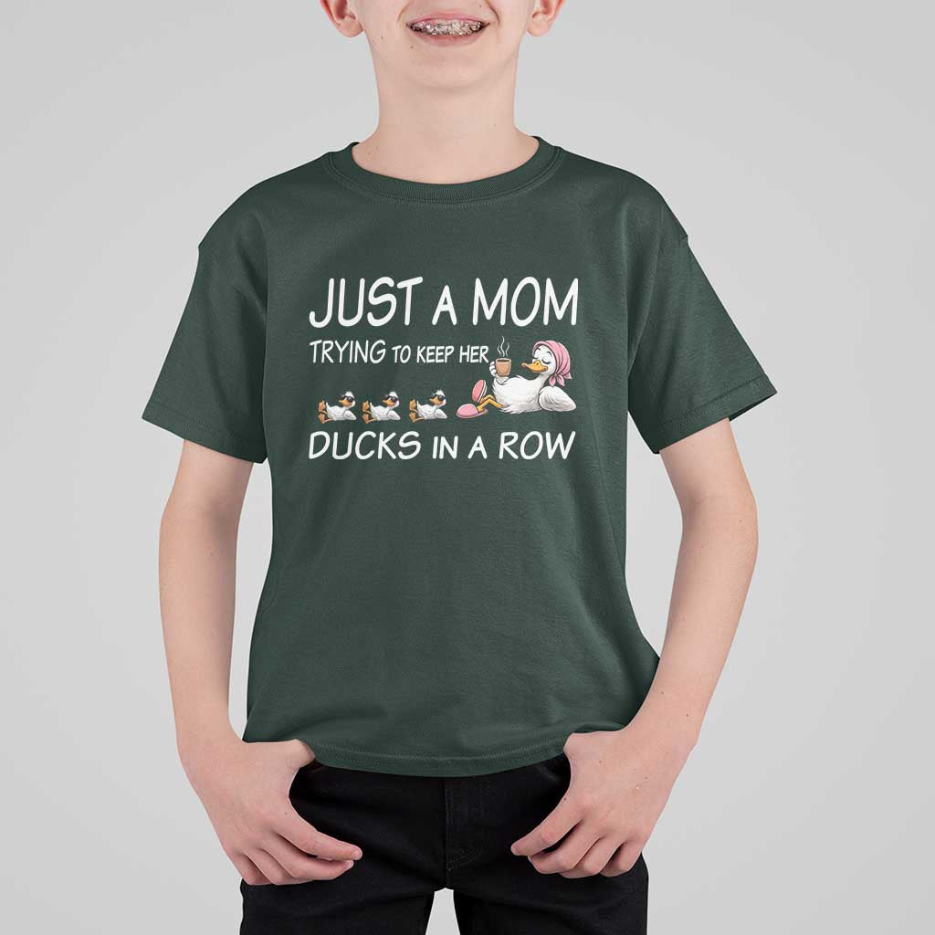 Funny Duck Mom T Shirt For Kid Just A Mom Trying To Keep Her Ducks In A Row