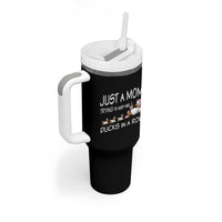 Funny Duck Mom Tumbler With Handle Just A Mom Trying To Keep Her Ducks In A Row