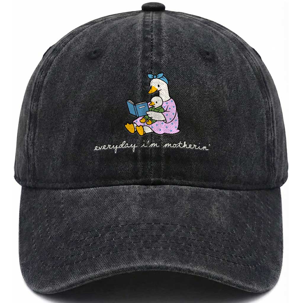 Everyday I'm Motherin Washed Cotton Baseball Cap Funny Goose Mom Mother Day Gifts