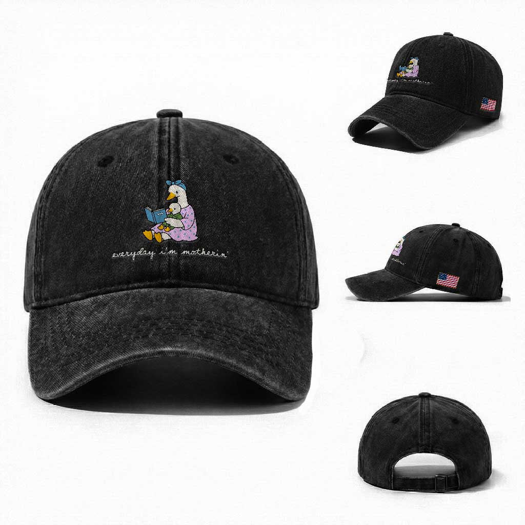 Everyday I'm Motherin Washed Cotton Baseball Cap Funny Goose Mom Mother Day Gifts