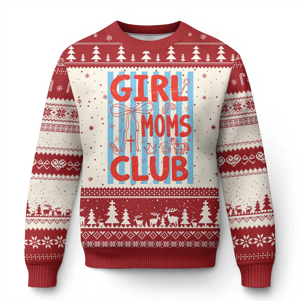 Girl Mom Club Ugly Christmas Sweater Pregnancy Announcement First Time Mother's Day