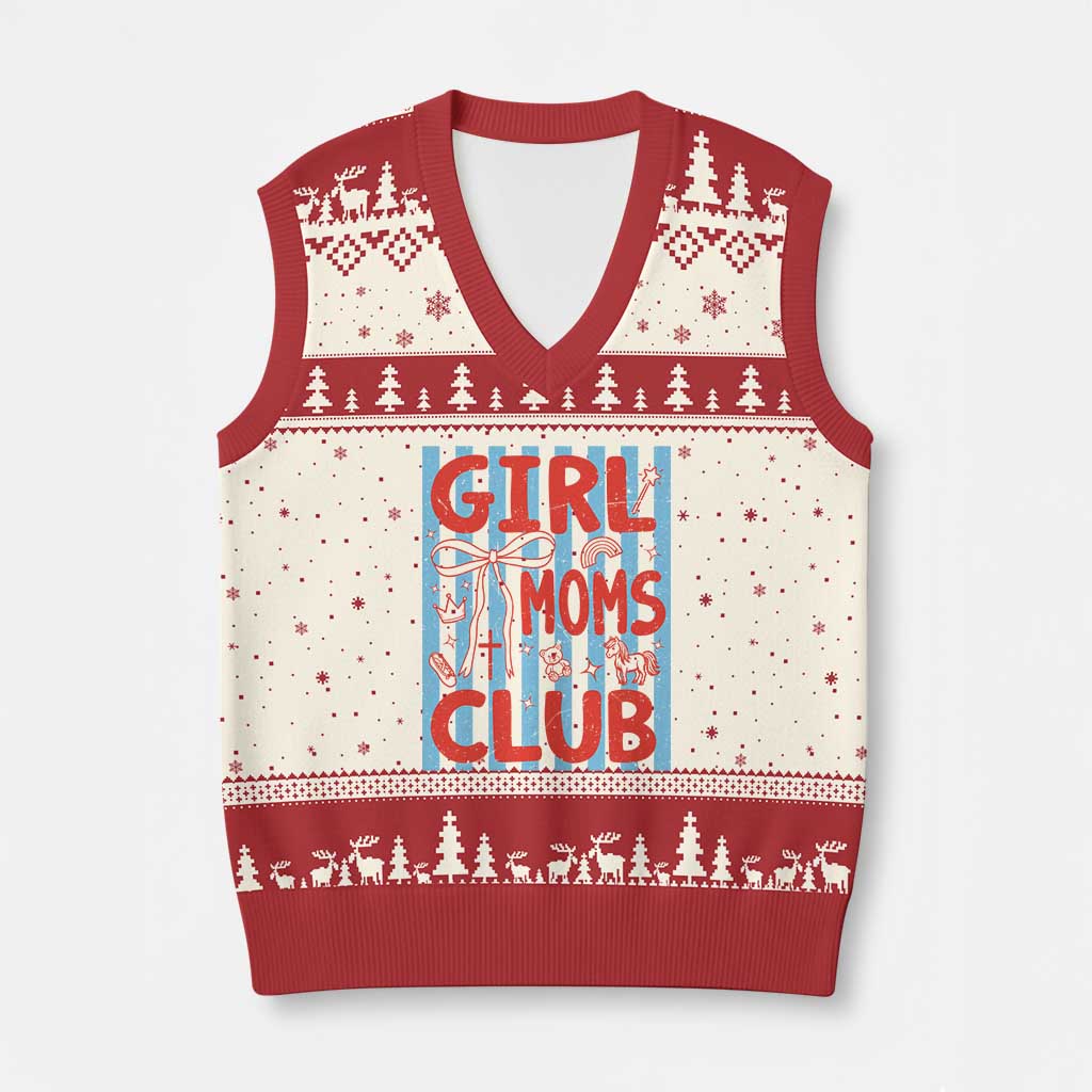 Girl Mom Club V-Neck Knit Sweater Vest Pregnancy Announcement First Time Mother's Day