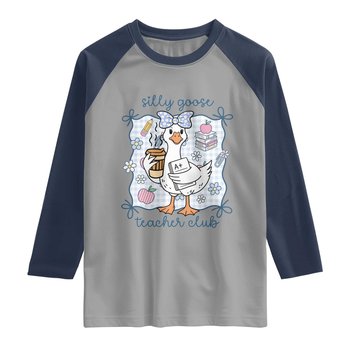 Silly Goose Teacher Club Raglan Shirt Funny Back to School First Day