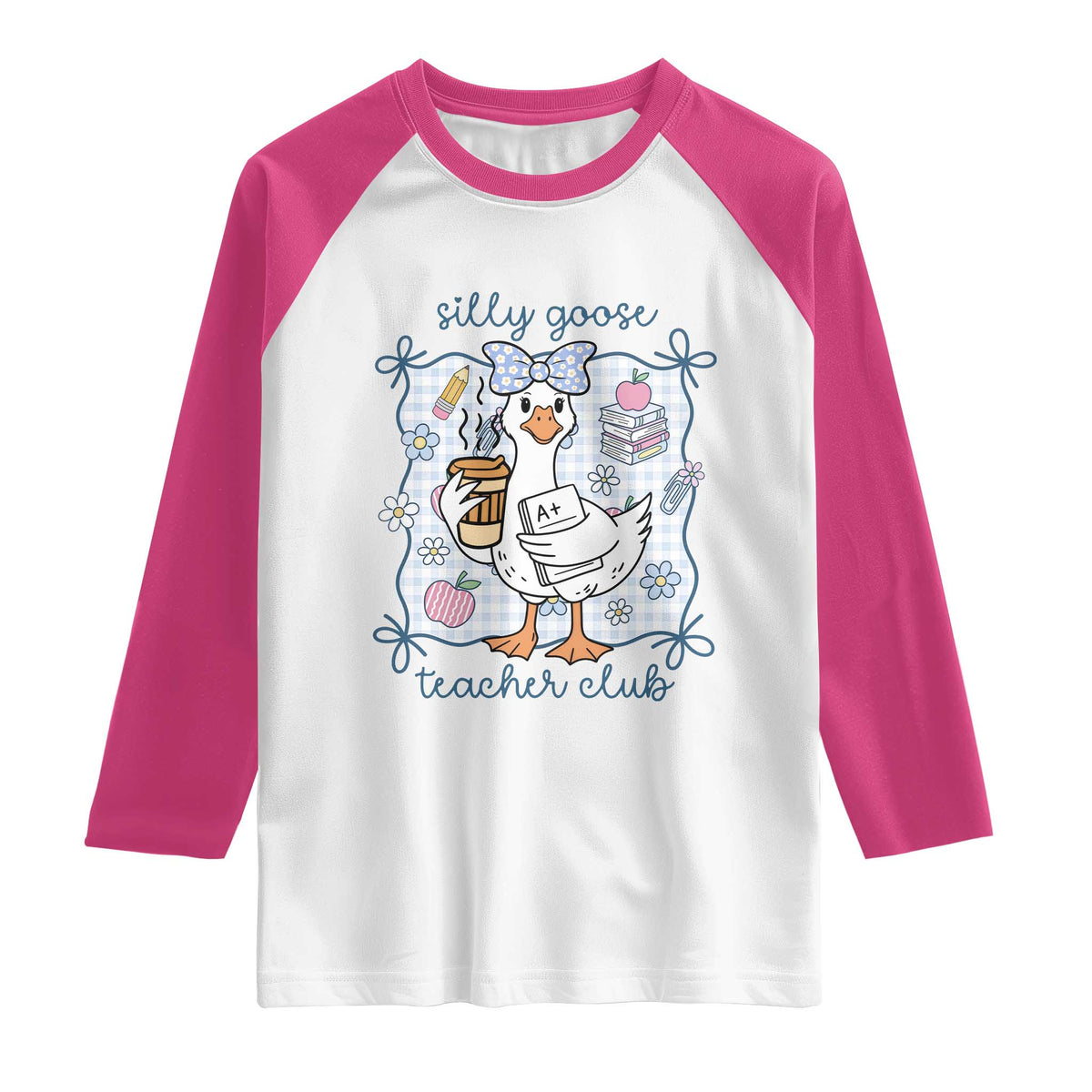 Silly Goose Teacher Club Raglan Shirt Funny Back to School First Day