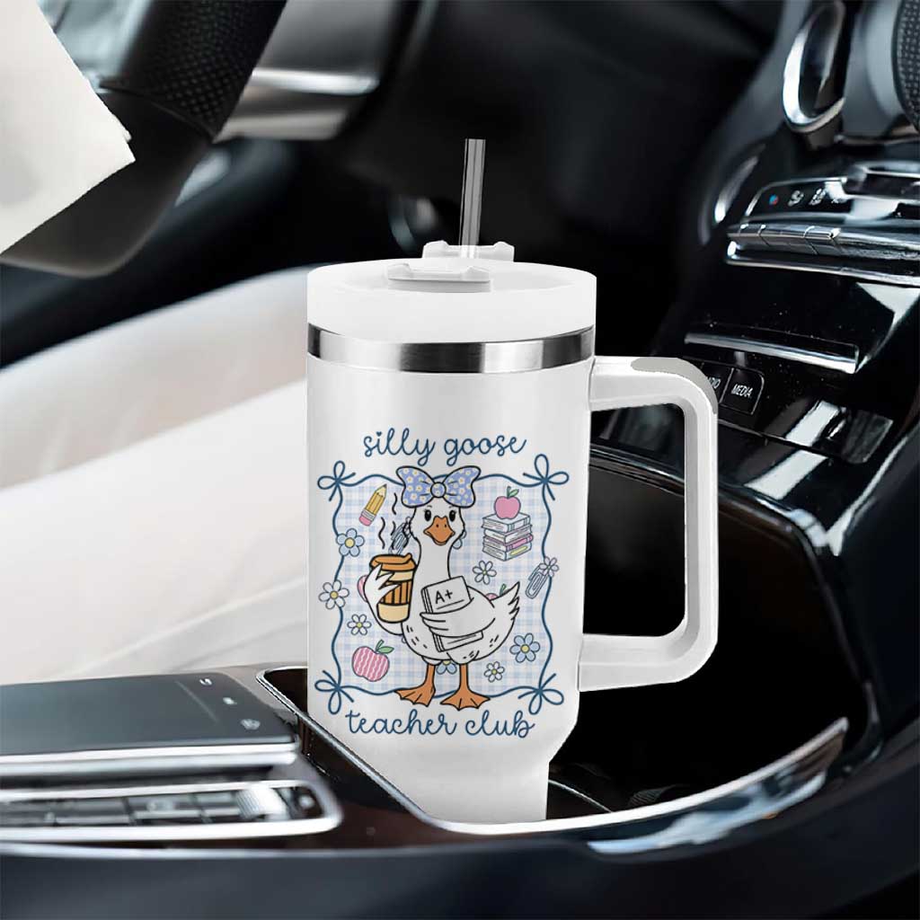 Silly Goose Teacher Club Tumbler With Handle Funny Back to School First Day