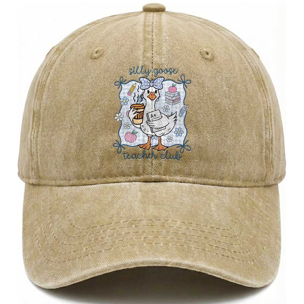 Silly Goose Teacher Club Washed Cotton Baseball Cap Funny Back to School First Day