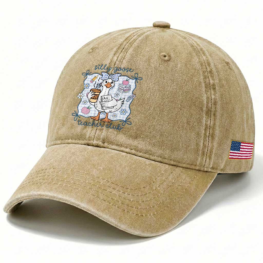 Silly Goose Teacher Club Washed Cotton Baseball Cap Funny Back to School First Day