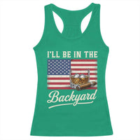I'll Be in the Backyard Racerback Tank Top USA Flag Cigar and Bourbon