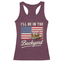 I'll Be in the Backyard Racerback Tank Top USA Flag Cigar and Bourbon