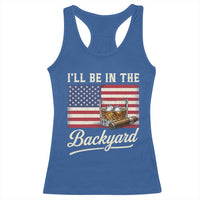 I'll Be in the Backyard Racerback Tank Top USA Flag Cigar and Bourbon