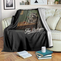 I'll Be in the Backyard Throw Blanket Funny Whiskey Cigar Raccoon Meme
