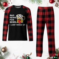 Funny Beer Drinking Plaid Pajama Set Bad News for Beer I Just Woke Up - Wonder Print Shop